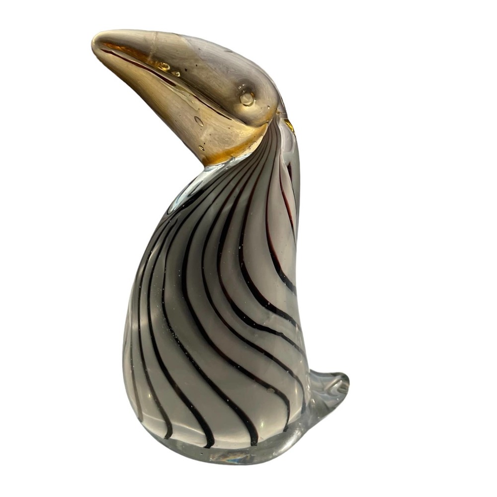 Handblown Murano Glass Striped Toucan Figurine